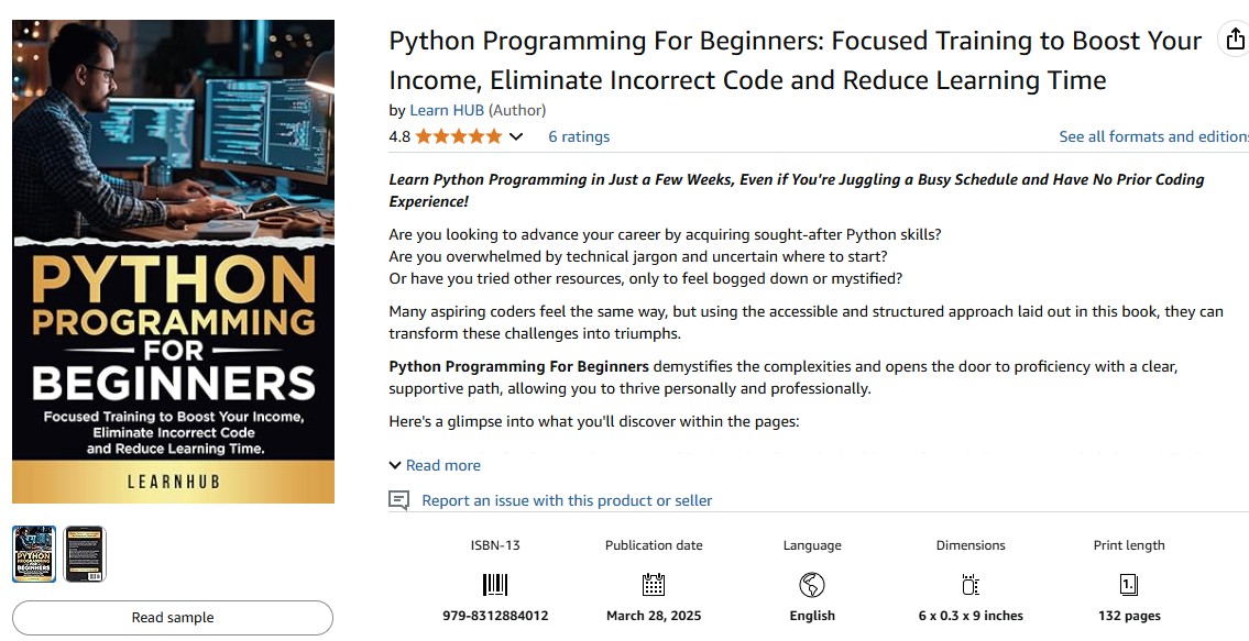 Python Book on Amazon